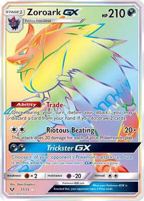 Zoroark GX (Secret) card from Shining Legends