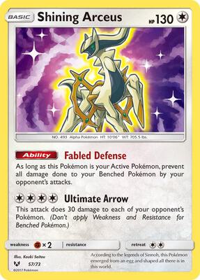 Shining Arceus card from Shining Legends