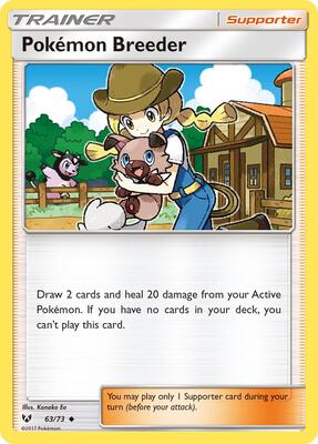 Pokemon Breeder card from Shining Legends