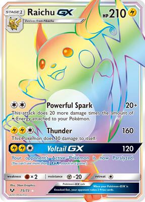 Raichu GX (Secret) card from Shining Legends