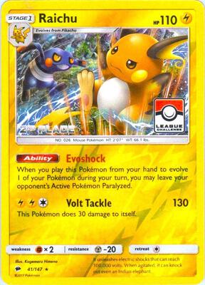 Raichu - 41/147 (League Challenge) [2nd Place] card from League & Championship Cards