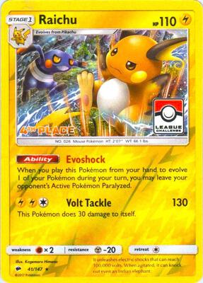 Raichu - 41/147 (League Challenge) [4th Place] card from League & Championship Cards