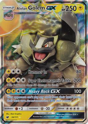 Alolan Golem GX card from SM - Crimson Invasion