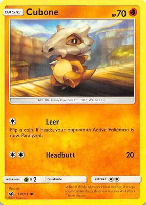 Cubone card from SM - Crimson Invasion