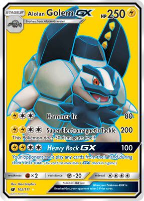 Alolan Golem GX (Full Art) card from SM - Crimson Invasion