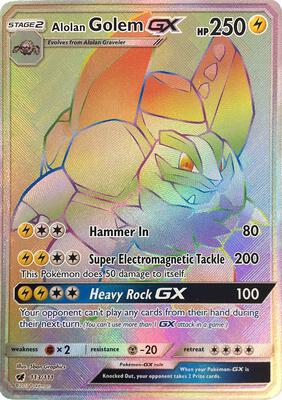 Alolan Golem GX (Secret) card from SM - Crimson Invasion