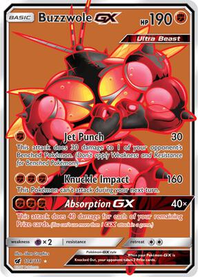 Buzzwole GX (Full Art) card from SM - Crimson Invasion