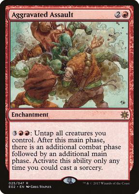Aggravated Assault card from Explorers of Ixalan