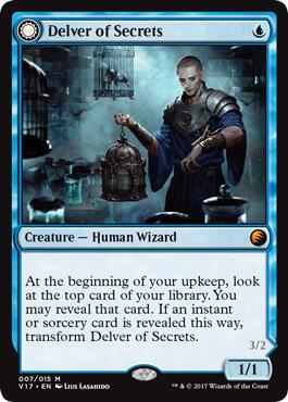 Delver of Secrets card from From the Vault: Transform