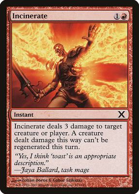 Incinerate card from 10th Edition