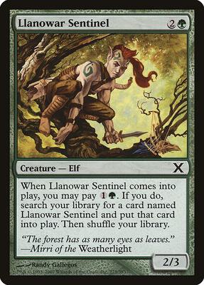 Llanowar Sentinel card from 10th Edition