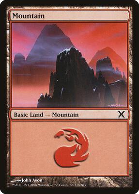 Mountain (376) card from 10th Edition