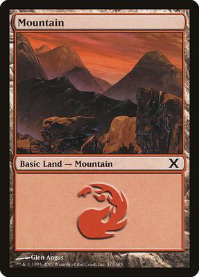 Mountain (377) card from 10th Edition