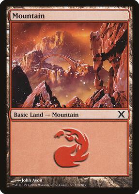 Mountain (378) card from 10th Edition