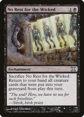 No Rest for the Wicked card from 10th Edition