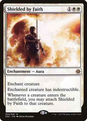 Shielded by Faith card from Explorers of Ixalan