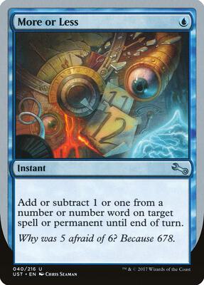 More or Less card from Unstable
