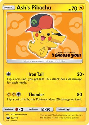 Ash's Pikachu - SM110 card from SM Promos