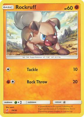 Rockruff (#29) card from SM Trainer Kit: Lycanroc & Alolan Raichu