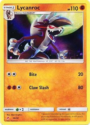 Lycanroc (#30 Holofoil) card from SM Trainer Kit: Lycanroc & Alolan Raichu