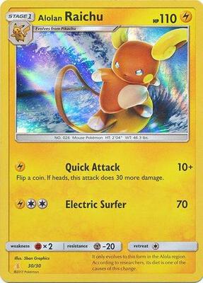 Alolan Raichu (#30 Holofoil) card from SM Trainer Kit: Lycanroc & Alolan Raichu
