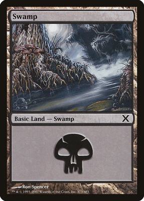 Swamp (373) card from 10th Edition