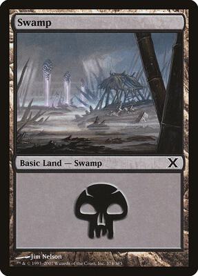 Swamp (374) card from 10th Edition