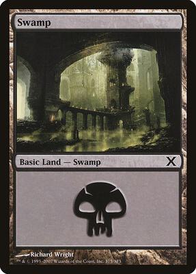 Swamp (375) card from 10th Edition