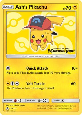 Ash's Pikachu - SM111 card from SM Promos
