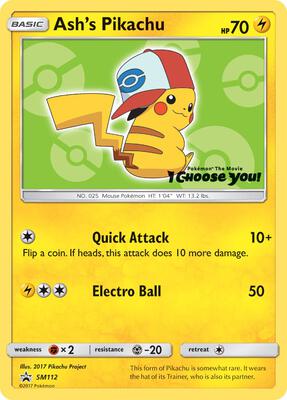Ash's Pikachu - SM112 card from SM Promos