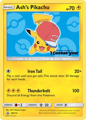Ash's Pikachu - SM114 card from SM Promos