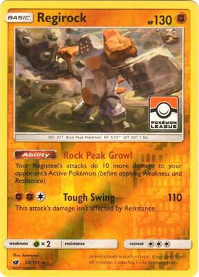 Regirock - 53/111 (Pokemon League) card from League & Championship Cards