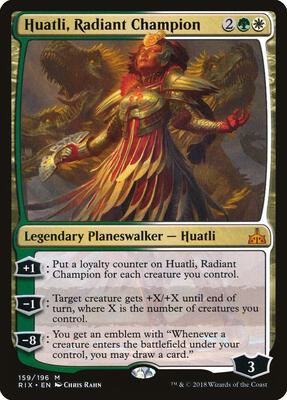 Huatli, Radiant Champion card from Rivals of Ixalan