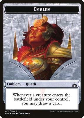 Emblem - Huatli, Radiant Champion card from Rivals of Ixalan