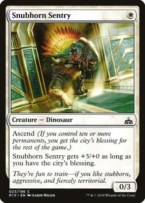Snubhorn Sentry card from Rivals of Ixalan