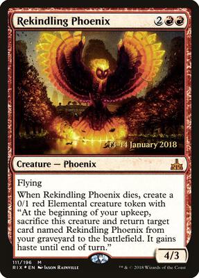 Rekindling Phoenix card from Prerelease Cards
