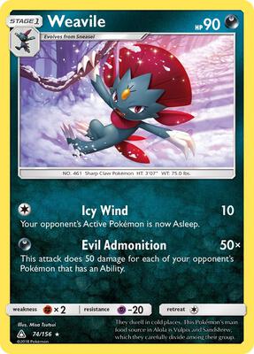 Weavile card from SM - Ultra Prism