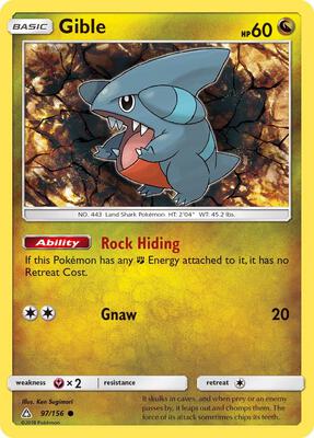 Gible (97) card from SM - Ultra Prism