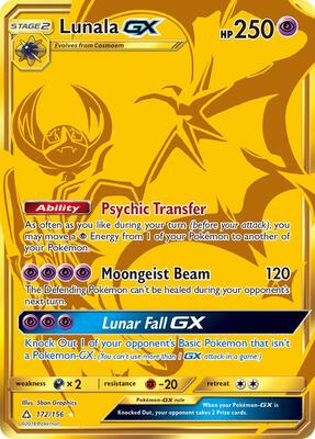 Lunala GX (Secret Rare) card from SM - Ultra Prism
