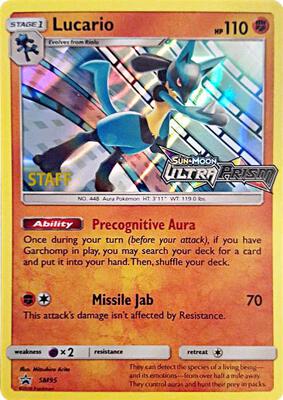 Lucario - SM95 (Prerelease) [Staff] card from SM Promos