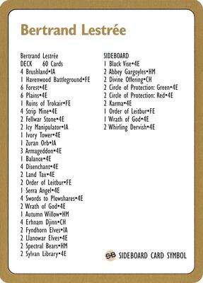 1996 Bertrand Lestree Decklist Card card from World Championship Decks