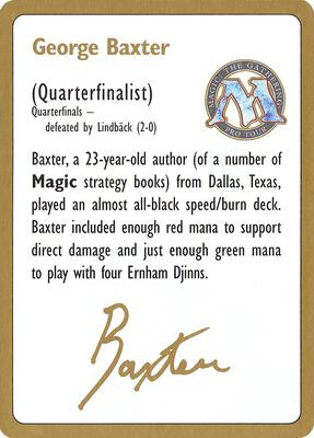 1996 George Baxter Biography Card card from World Championship Decks