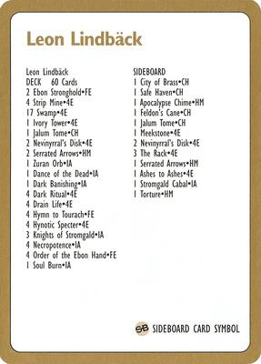 1996 Leon Lindback Decklist Card card from World Championship Decks