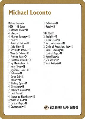 1996 Michael Loconto Decklist Card card from World Championship Decks