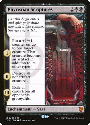 Phyrexian Scriptures card from Dominaria