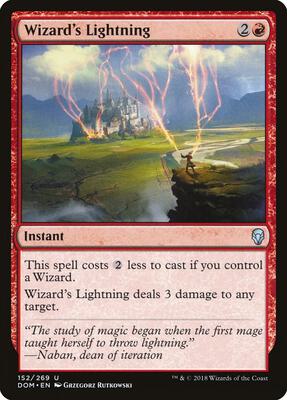 Wizard's Lightning card from Dominaria