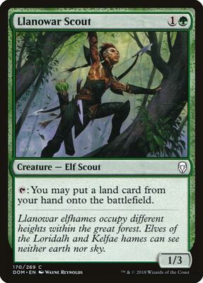 Llanowar Scout card from Dominaria