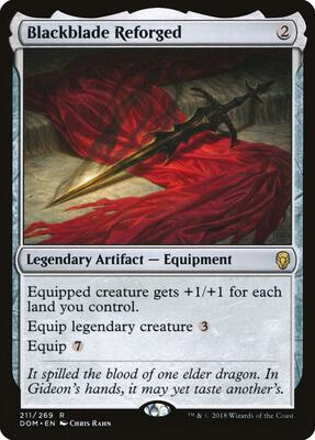 Blackblade Reforged card from Dominaria