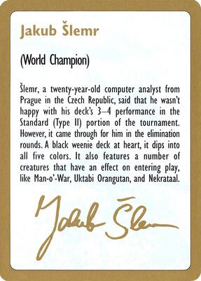 1997 Jakub Slemr Biography Card card from World Championship Decks