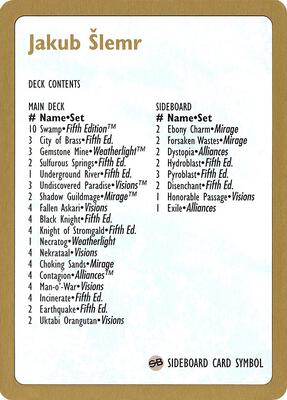 1997 Jakub Slemr Decklist Card card from World Championship Decks